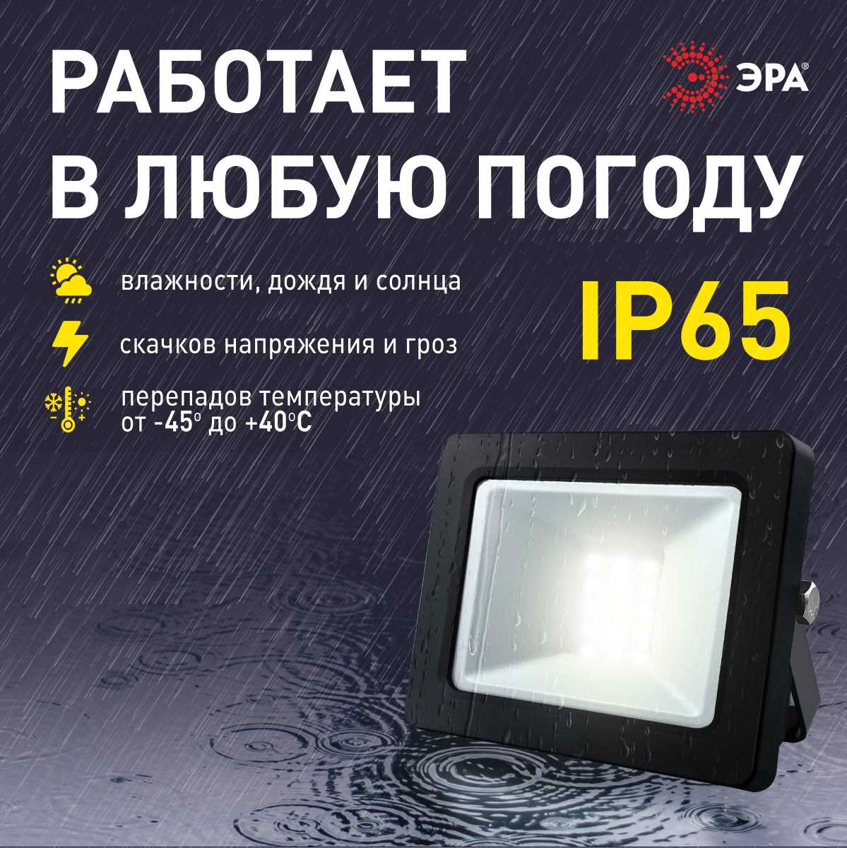 фото прожектор светодиодный уличный эра lpr-042-3-65k-020 б0064457 | 220svet.ru