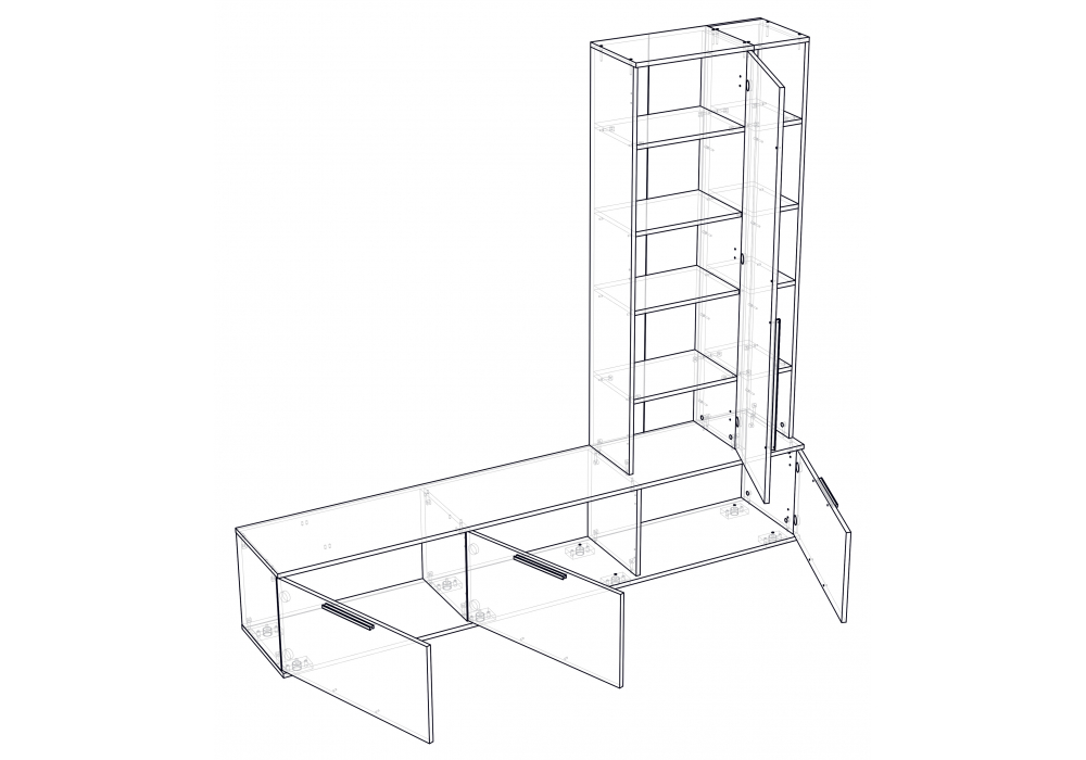 фото готовая гостиная комплектация 1 woodville филеста белый / дуб вотан 664934 | 220svet.ru