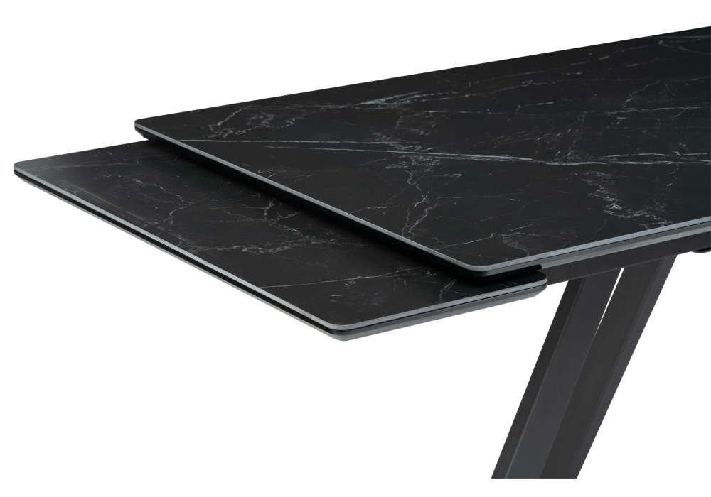 фото керамический стол раскладной woodville вилли 140(200)х80 черный мрамор shakespeare 612196 | 220svet.ru