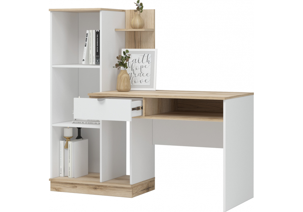 фото письменный стол woodville джидда белый / дуб делано 586574 | 220svet.ru
