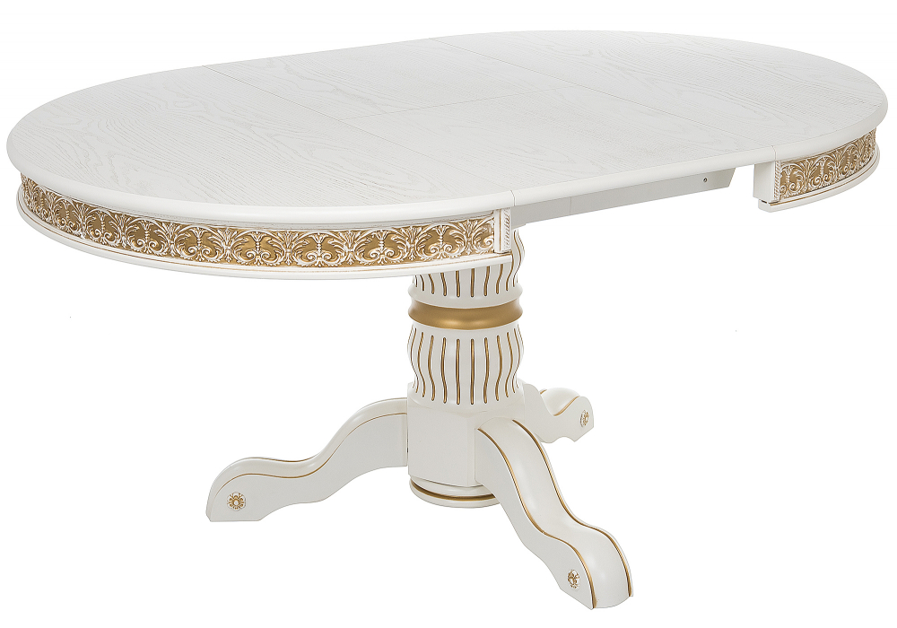 фото стол деревянный раскладной woodville лорд молочный / золотая патина 615199 | 220svet.ru