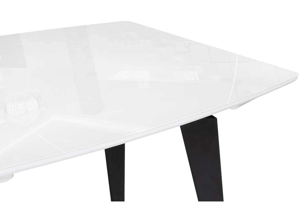 фото стол стеклянный woodville элис 140(200)х80 белый / черный 516554 | 220svet.ru