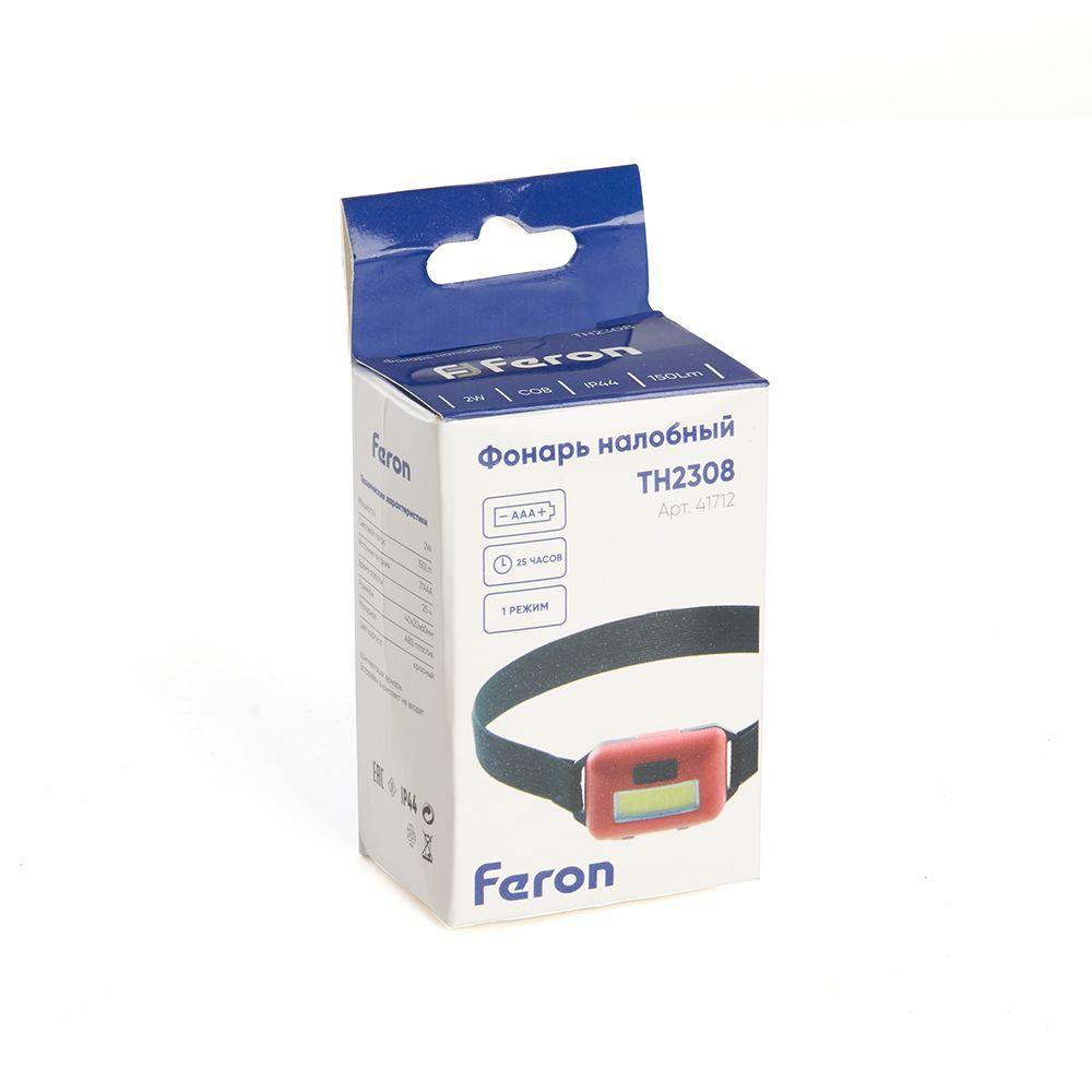 фото налобный светодиодный фонарь feron th2308 на батарейках 50х40 150 лм 41712 | 220svet.ru