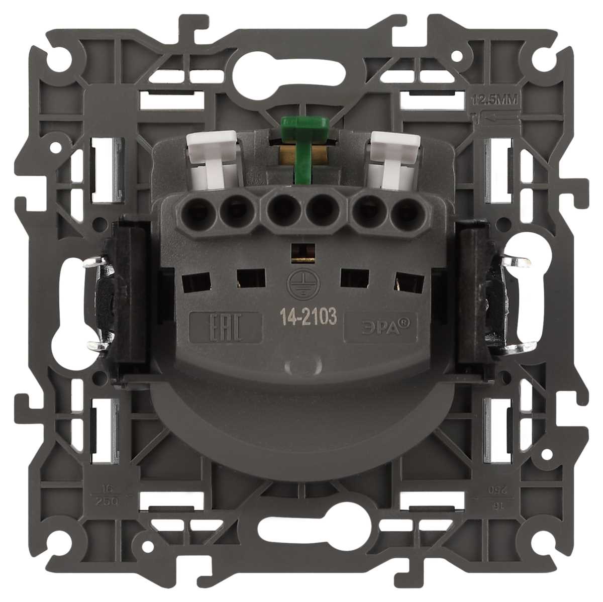 фото розетка эра elegance 14-2103-16 с заземлением 2p+e schuko со шторками с крышкой 16а-250в титан б0065811 | 220svet.ru