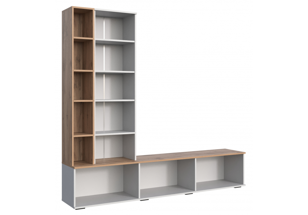 фото готовая гостиная комплектация 1 woodville филеста белый / дуб вотан 664934 | 220svet.ru