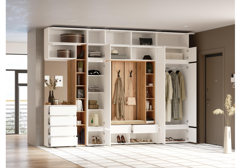 фото прихожая комплектация 1 woodville роут белый 596583 | 220svet.ru