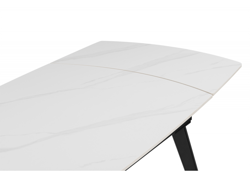 фото керамический стол раздвижной woodville aveiro 120(180)x80 белый мрамор / черный 15861 | 220svet.ru