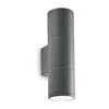 Миниатюра фото уличный настенный светильник ideal lux gun ap2 small antracite | 220svet.ru