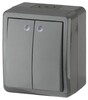 Миниатюра фото выключатель двухклавишный с подсветкой эра эксперт 10ax 250v ip54 11-1405-03 б0020678 | 220svet.ru